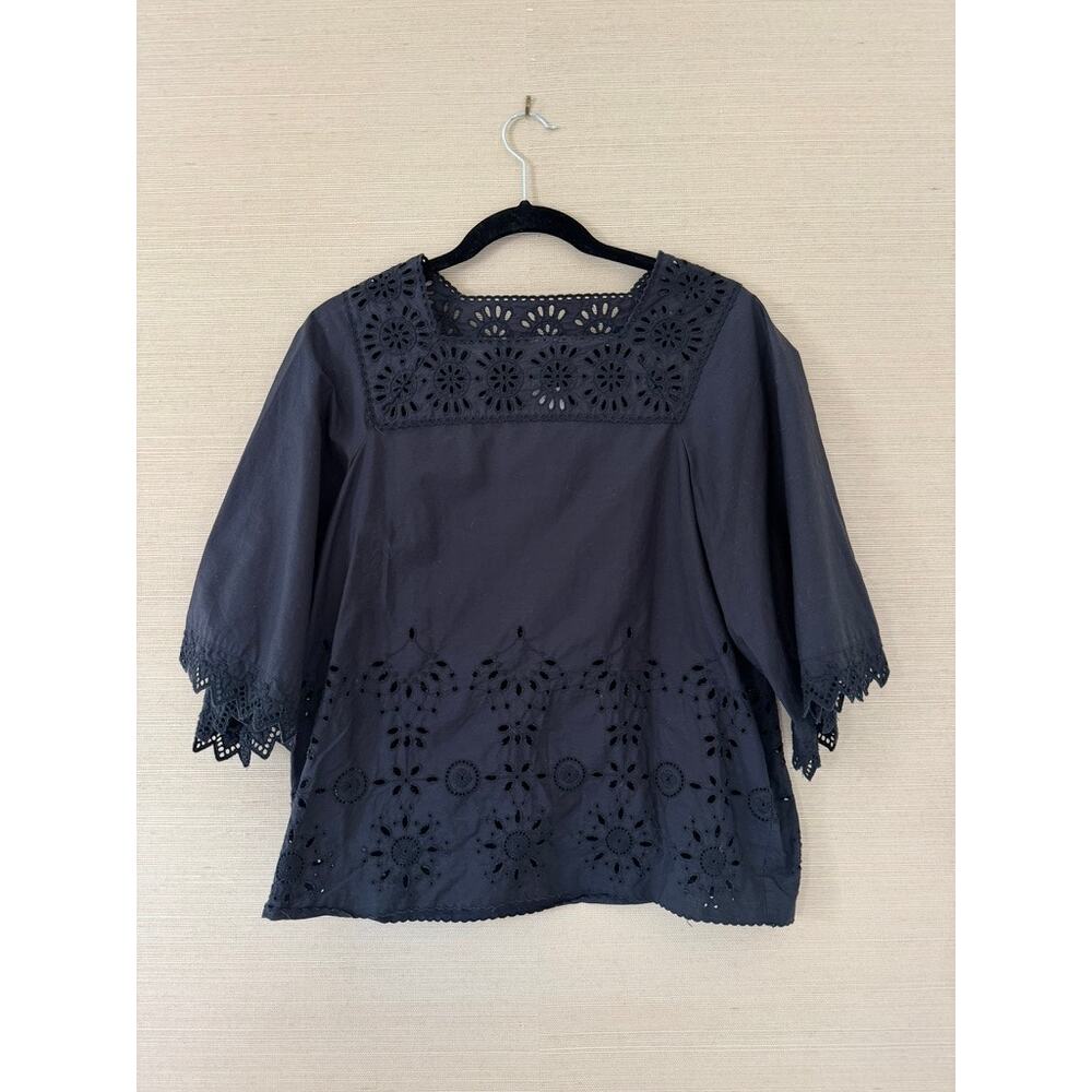 Weekend Max Mara Black Cotton Eyelet Top – Size 4 (US)